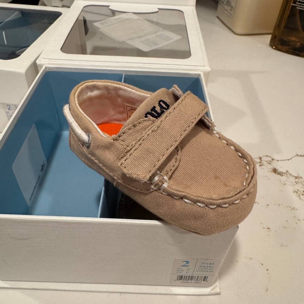 Ralph Lauren Tan Moccasin Shoes with Velcro Strap